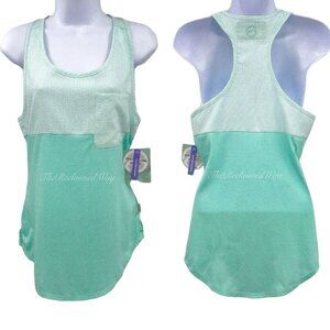 2/$30 Magellan Seersucker Striped Seafoam Pocket Tank Top Racerback